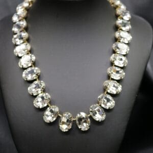 Anna Wintour Necklace in Clear White Oval stones