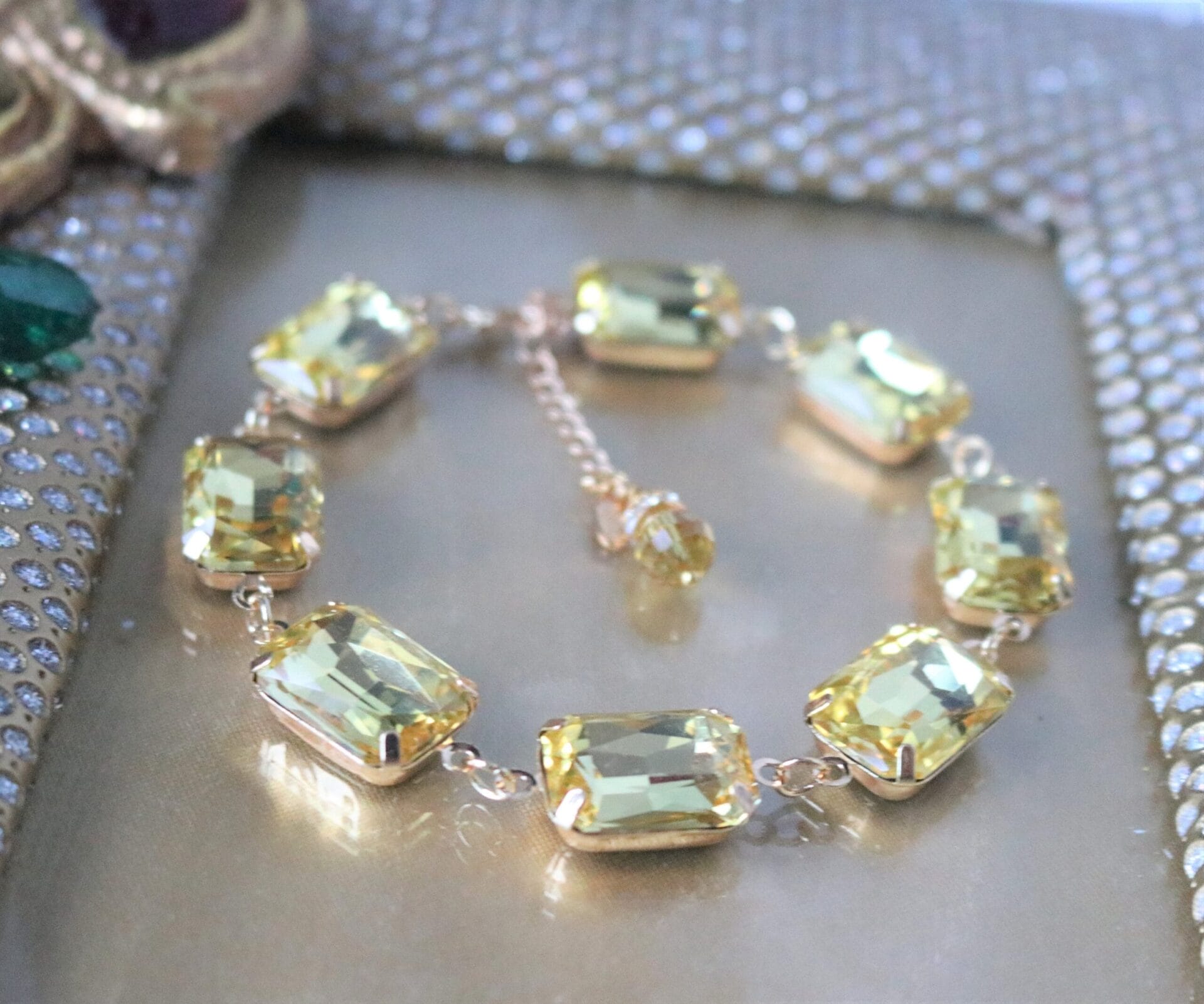 Butter Yellow Jonquil Necklace in Anna Wintour with Pale Yellow Citrine crystals - Image 7