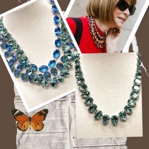 Aqua Blue Sea Green Chrysolite Necklace in Anna Wintour style