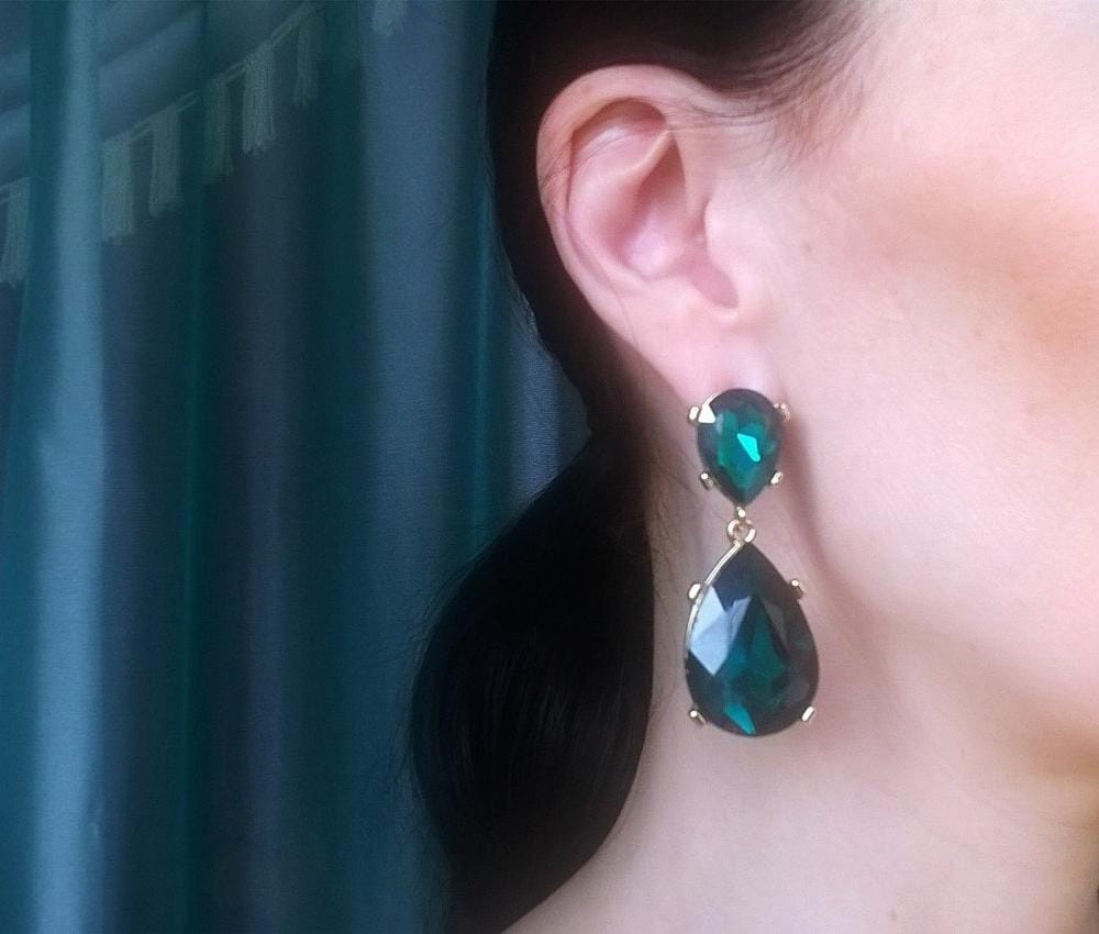 Emerald Earrings Angelina Jolie style Teardrops