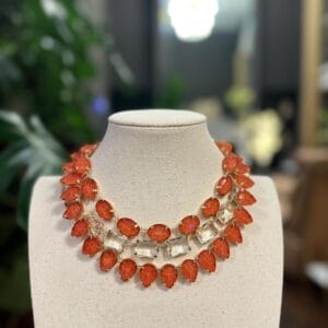 Hyacinth Orange Necklace Anna Wintour Style Layered Statement Look