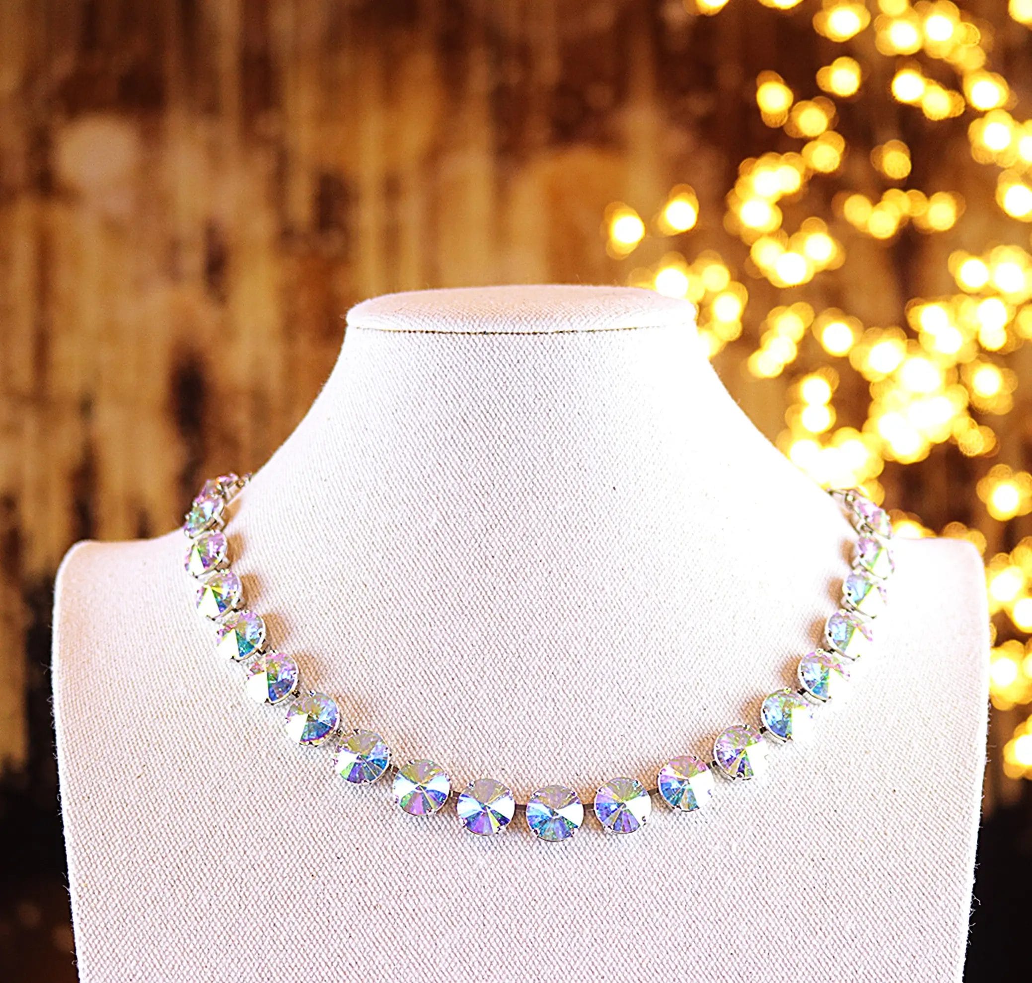 Aurora Borealis AB 12mm Rivoli Round Necklace