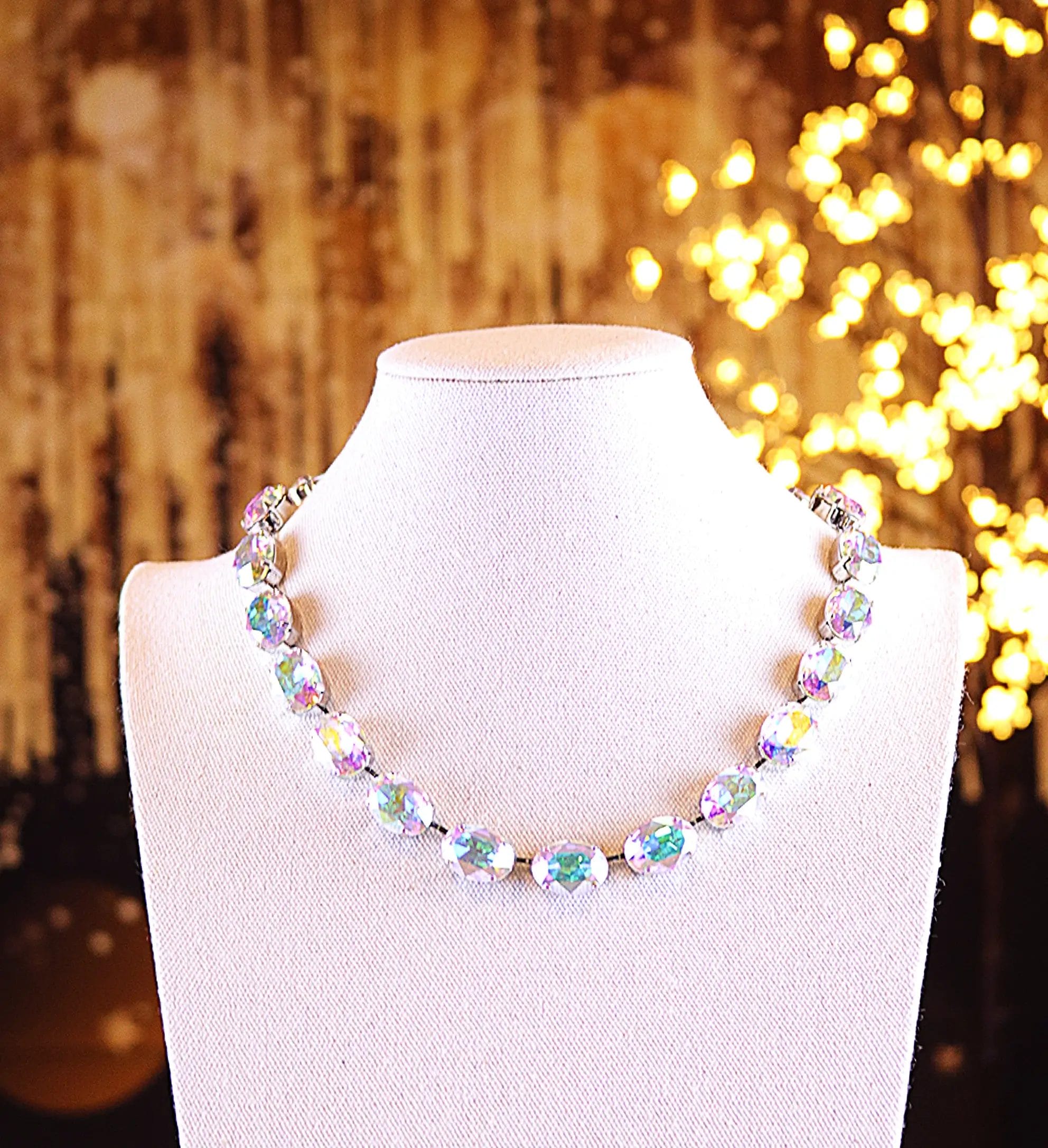 Aurora Borealis AB 18X13mm Oval Necklace