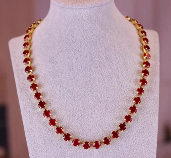 Ruby Red 8mm Rivoli Necklace