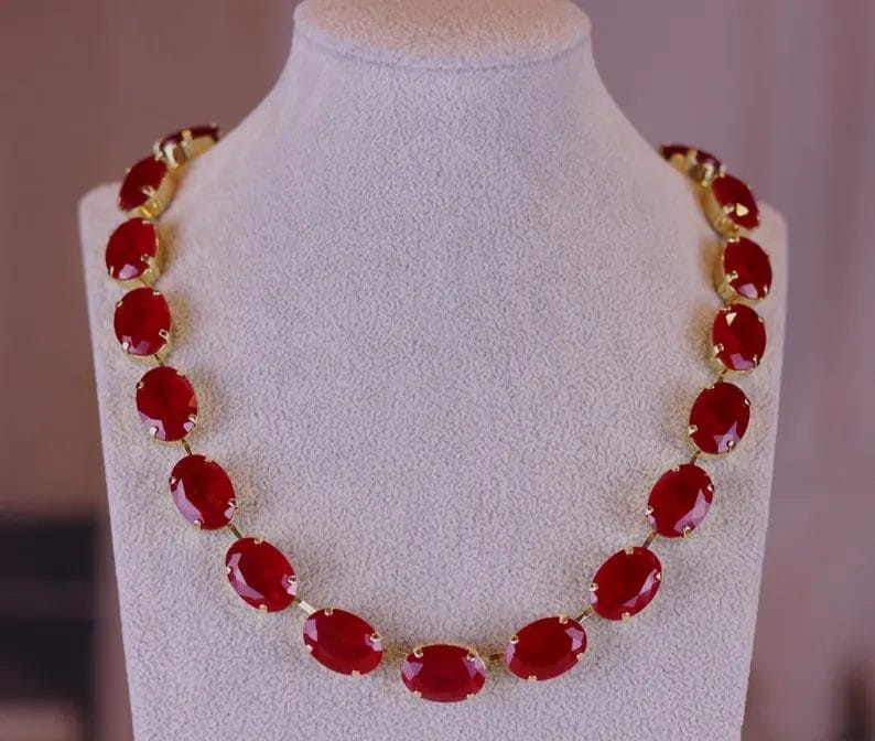 Ruby Red Oval Necklace
