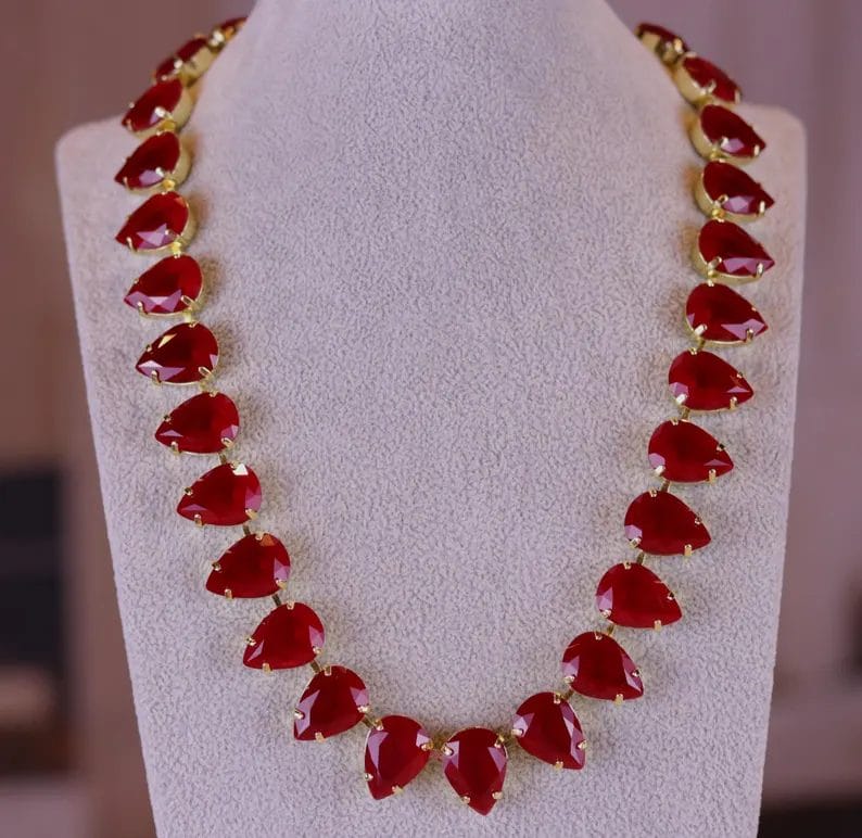 Ruby Red Teardrop Necklace