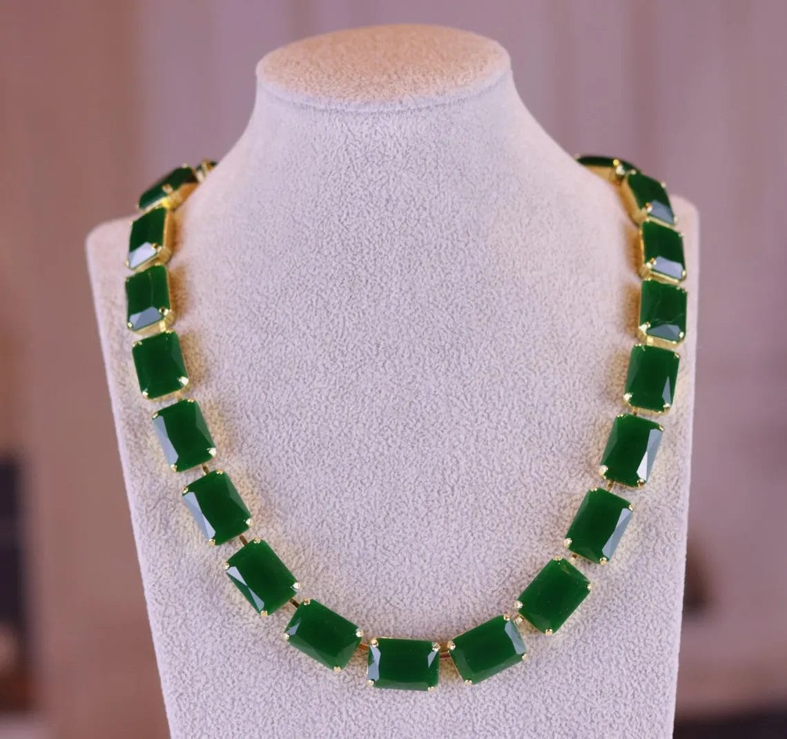 Sabyasachi inspired Emerald Necklace Layered in Anna Wintour Style - Image 3