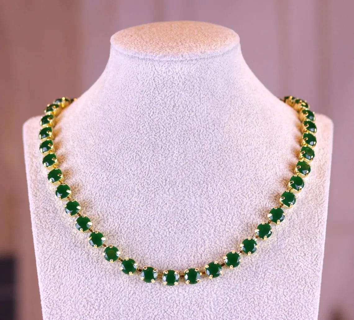 Sabyasachi inspired Emerald Necklace Layered in Anna Wintour Style - Image 4