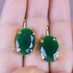 Emerald Green Earrings in Deep Matte Oval Leverbacks