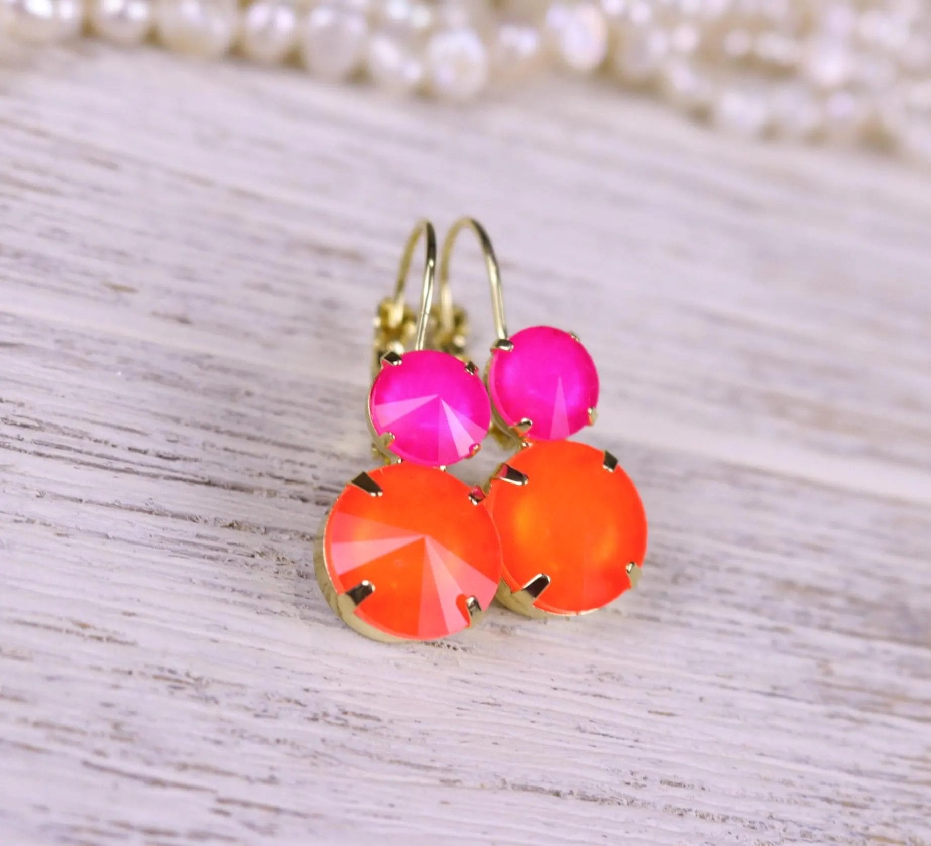 Hot Pink and Orange drop earrings