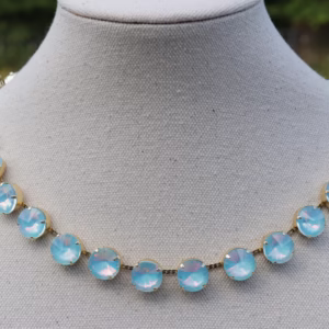 Pale Blue Necklace Icy Glacial Azure Tennis Jewelry Rivoli Round 12mm crystals