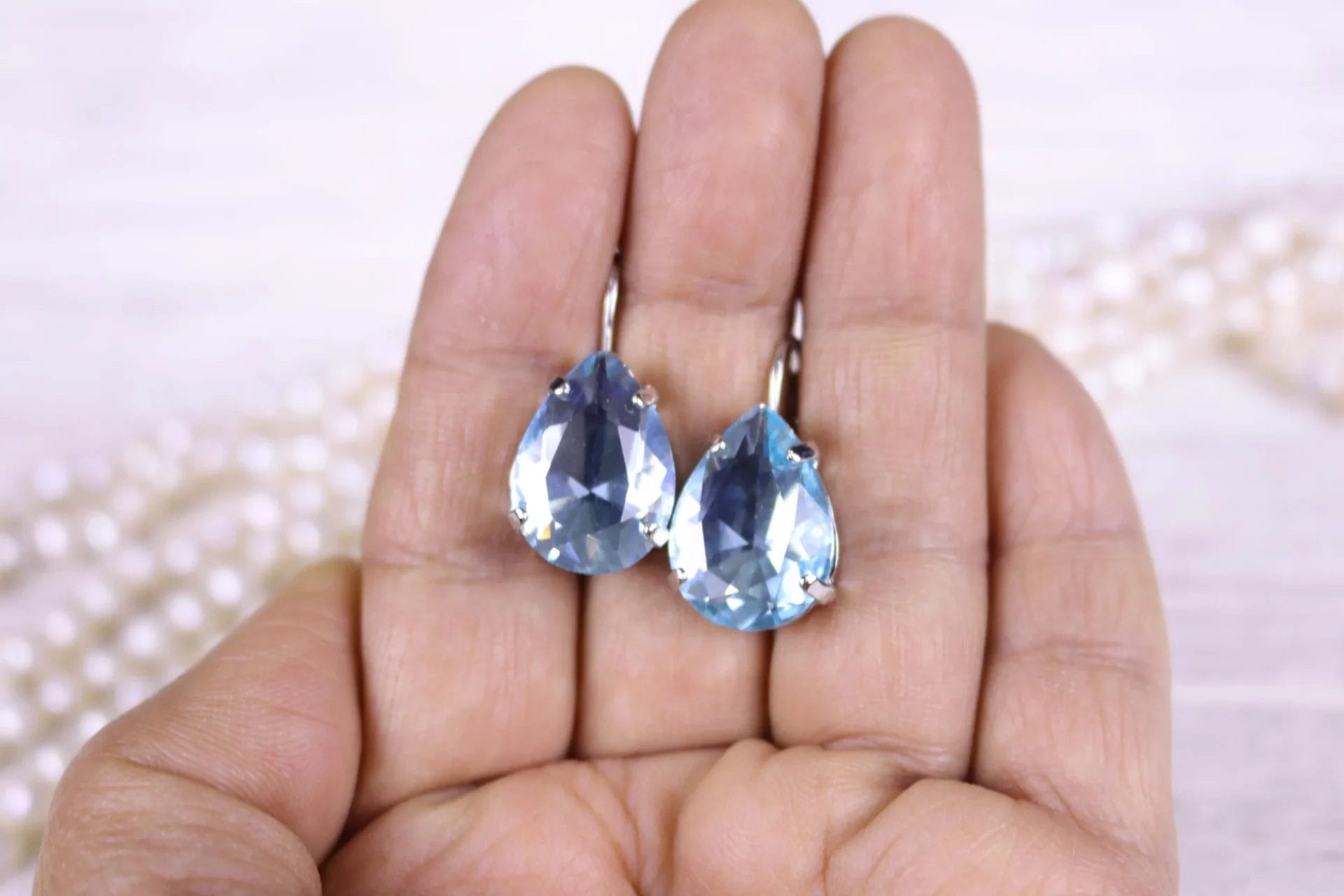 aqua blue teardrop earrings
