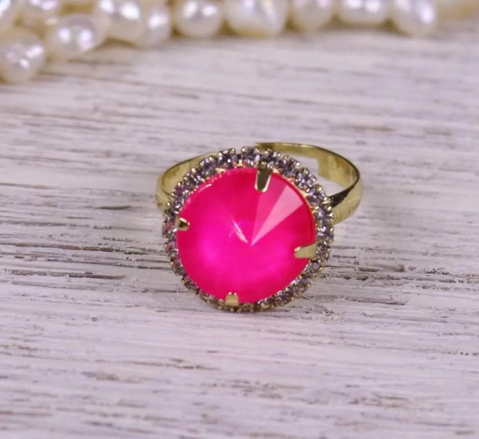 Hot Pink Round Ring Adjustable
