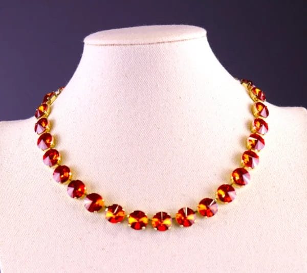 Deep Orange Rivoli Round Necklace