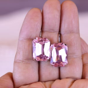 Blush Pink Earrings Light Rose baby Pink Octagon Leverbacks