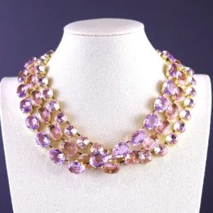 Anna Wintour Style Layered Necklace Set – Dusty Pink, Pale Pink, Lilac Lavender Purple Victorian Vintage Statement Jewelry