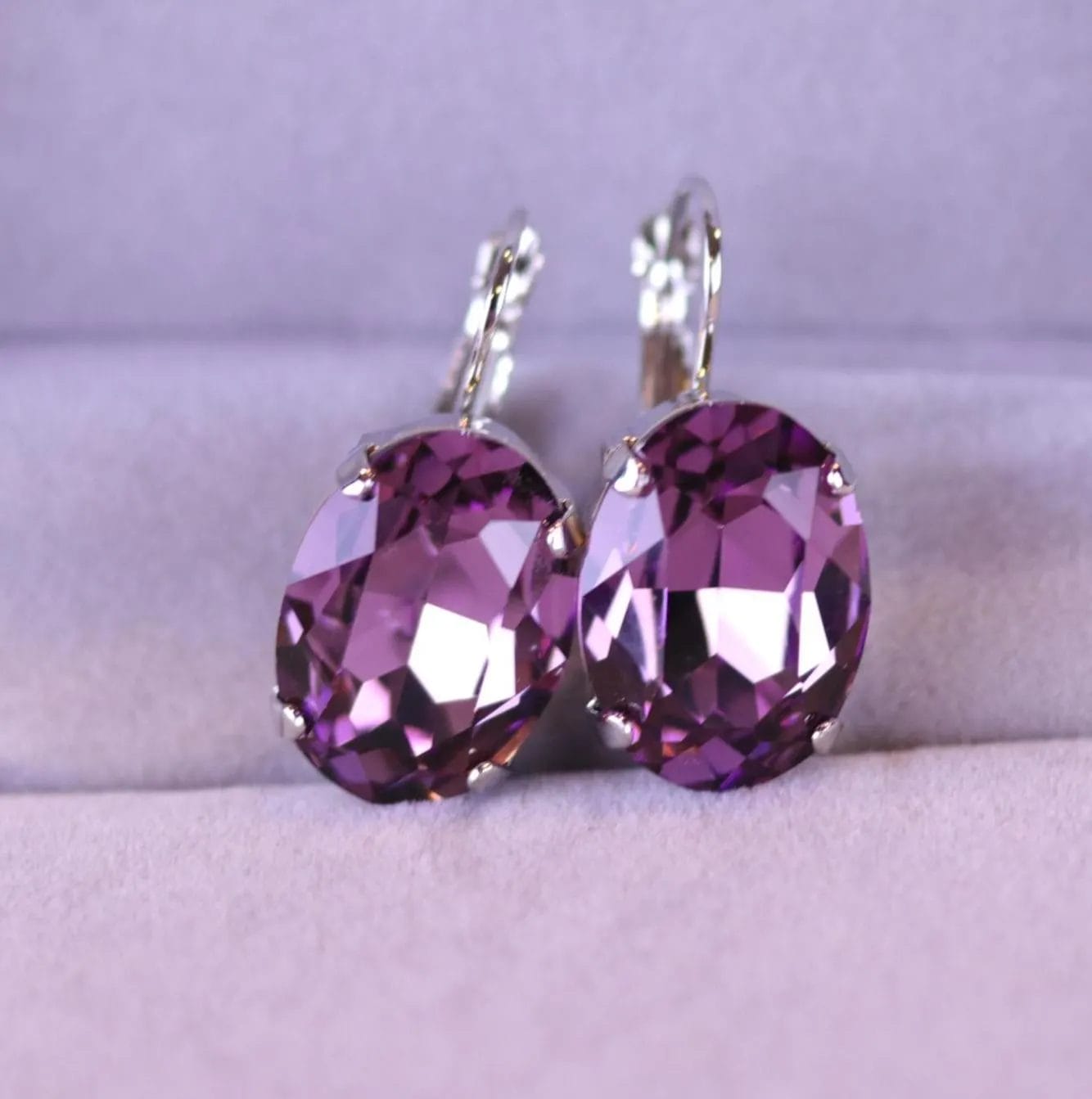 Light Amethyst Purple Earrings