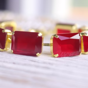Ruby Red Bracelet – Vintage Inspired Octagon Crystal Bracelet – Bold Glam Jewelry for Special Occasions