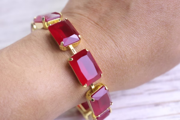 Ruby Red Octagon Bracelet