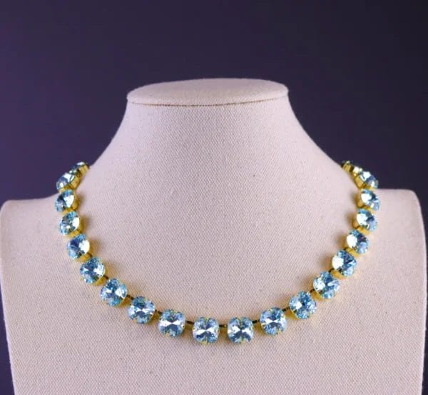 aquamarine cushion cut necklace