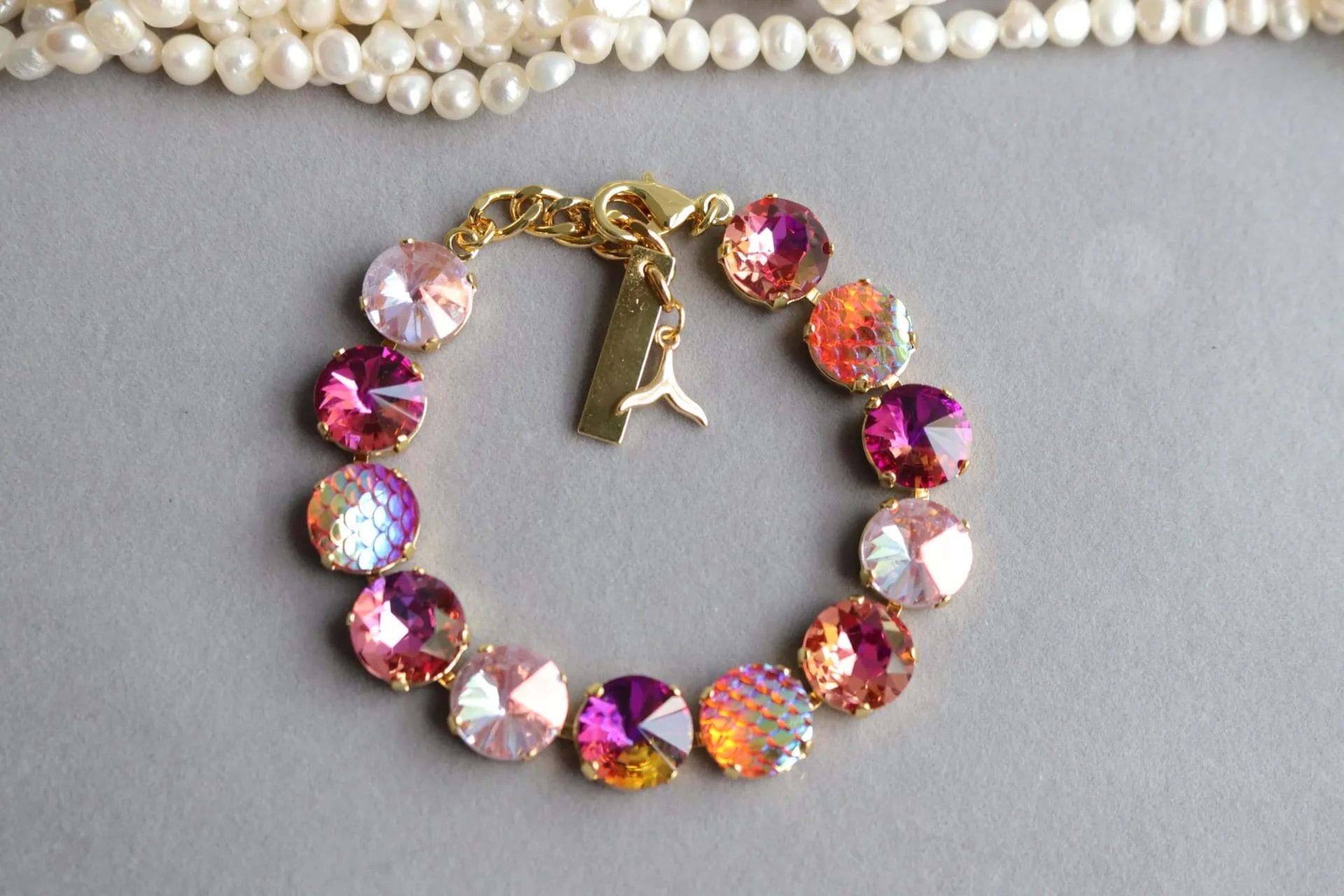 pink peach dark mermaid bracelet