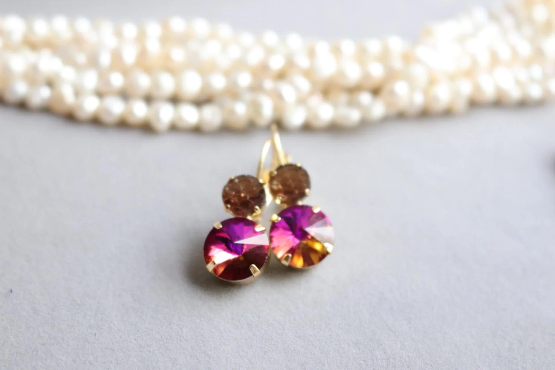 pink peach dark mermaid earrings