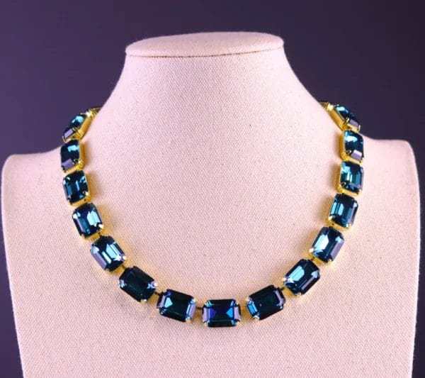 teal indicolite octagon necklace