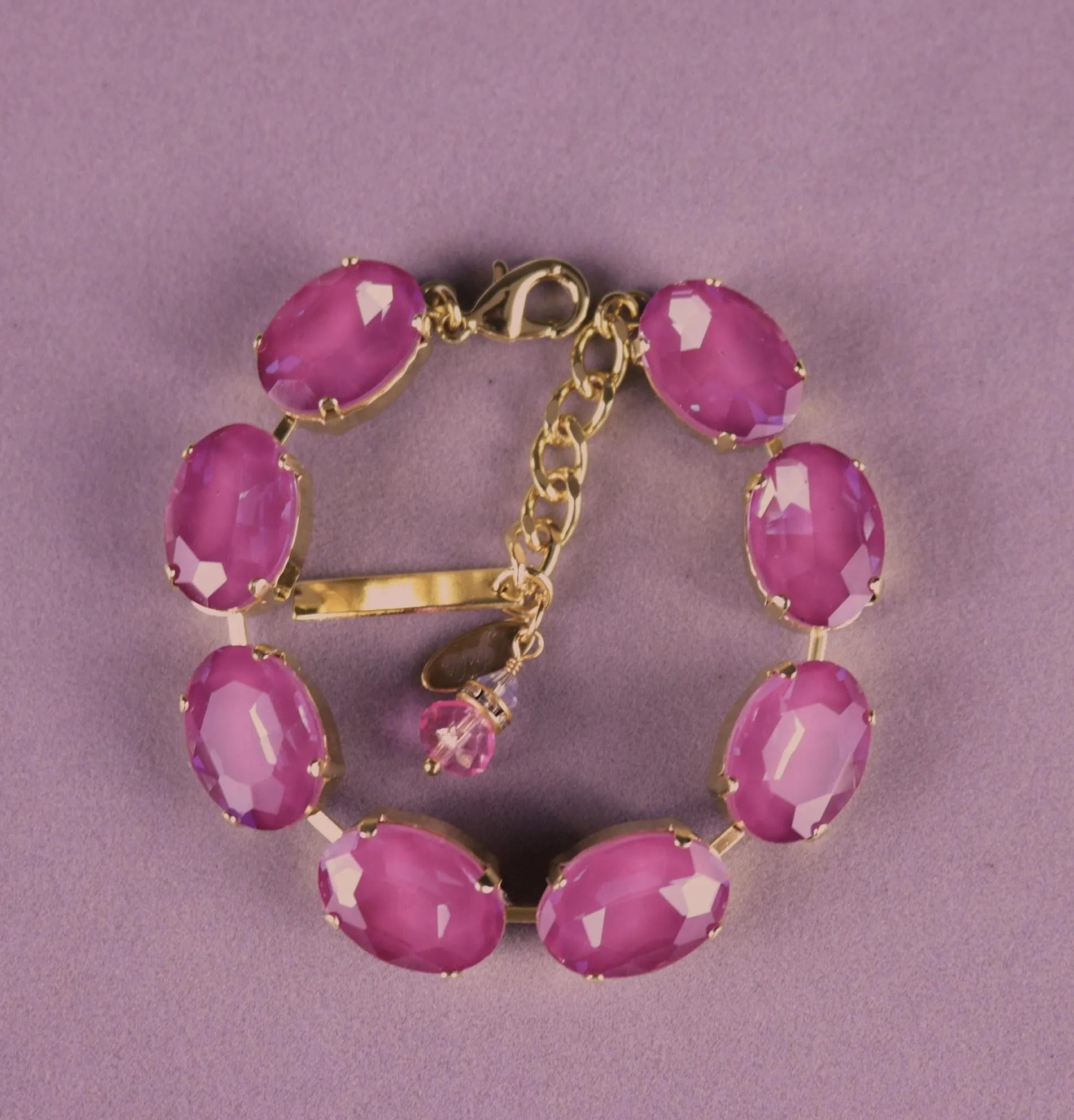 purple bracelet and earrings