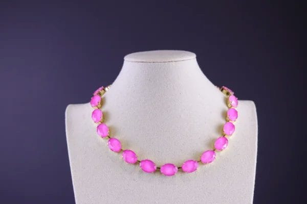 Hot Pink Fuchsia Necklace Oval