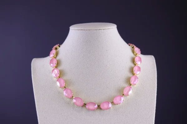 Pale Dusty Blush Pink Oval Necklace