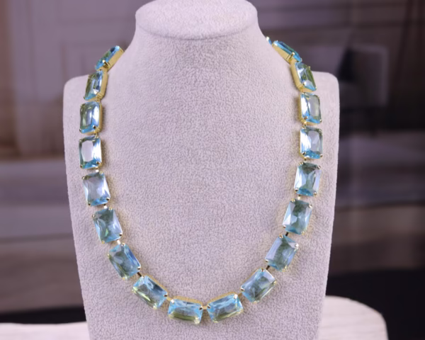 aqua blue octagon necklace