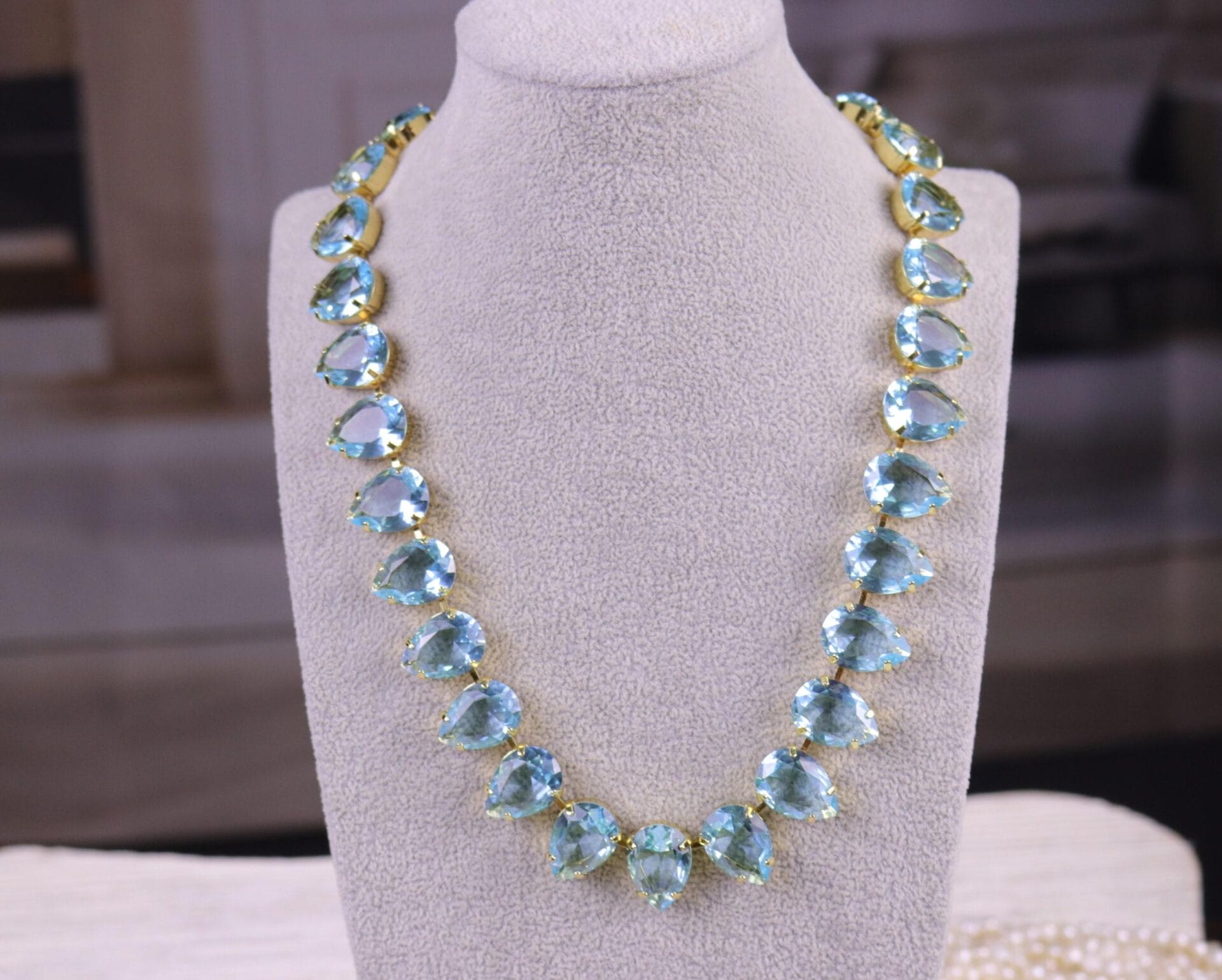 aqua blue teardrop necklace
