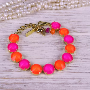 Fire and Fuchsia Neon Pink and Orange Tennis Bracelet