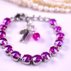 Hot Pink Rhinestone Tennis Bracelet with AB crystals