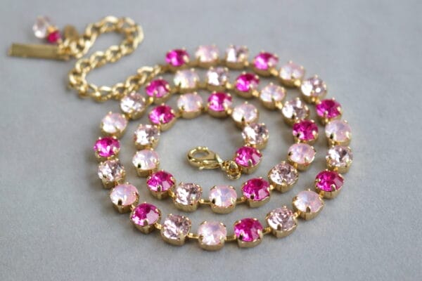 hot pink blush and opal pink statement necklace