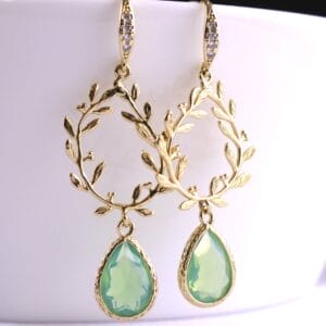 Pacific Opal Mint Green Teardrop Crystal Earrings – Bridal & Prom Statement Jewelry