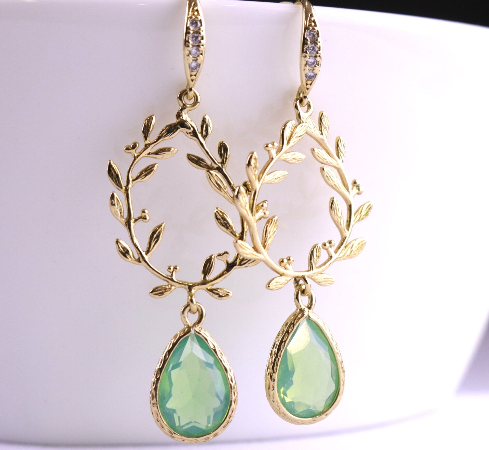 Pacific Opal Mint Green Teardrop Earrings