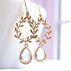 Clear Lauren Wreath earrings with Teardrop Crystals