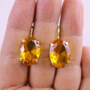 Topaz Yellow Earrings – Oval Unfoiled Austrian Crystals with leverbacks