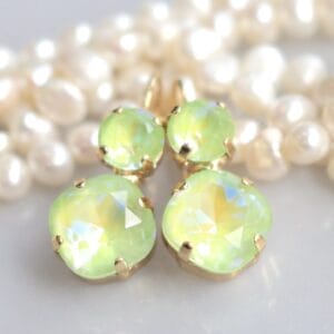 Lime Green Bracelet and earrings – Chartreuse, Iridescent Pale Green Crystals