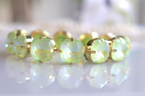 Lemon Lime Bracelet Chartreuse Cushion Cut and round crystals