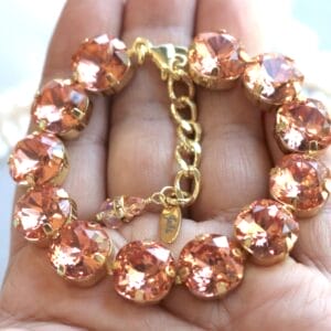 Peach Morganite Bracelet made with Blush Cushion Cut Crystals