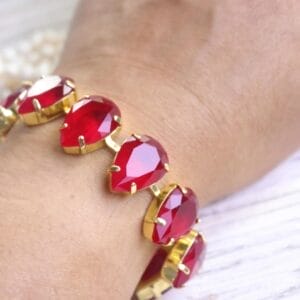 Ruby Red Teardrop Bracelet Sabyasachi Inspired
